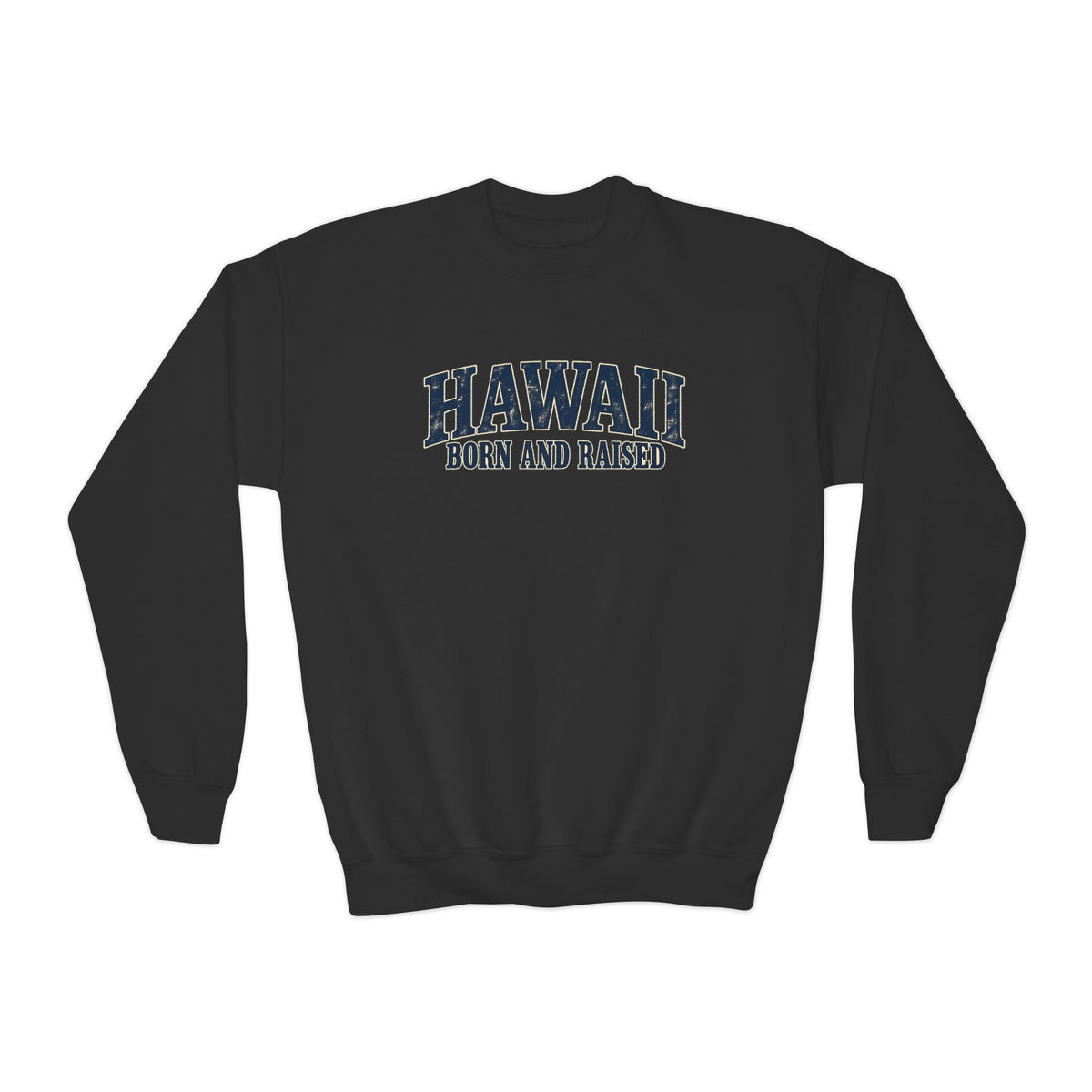 Hawaii Born and Raised Local Pride Unisex Youth Crewneck Sweatshirt Graphic