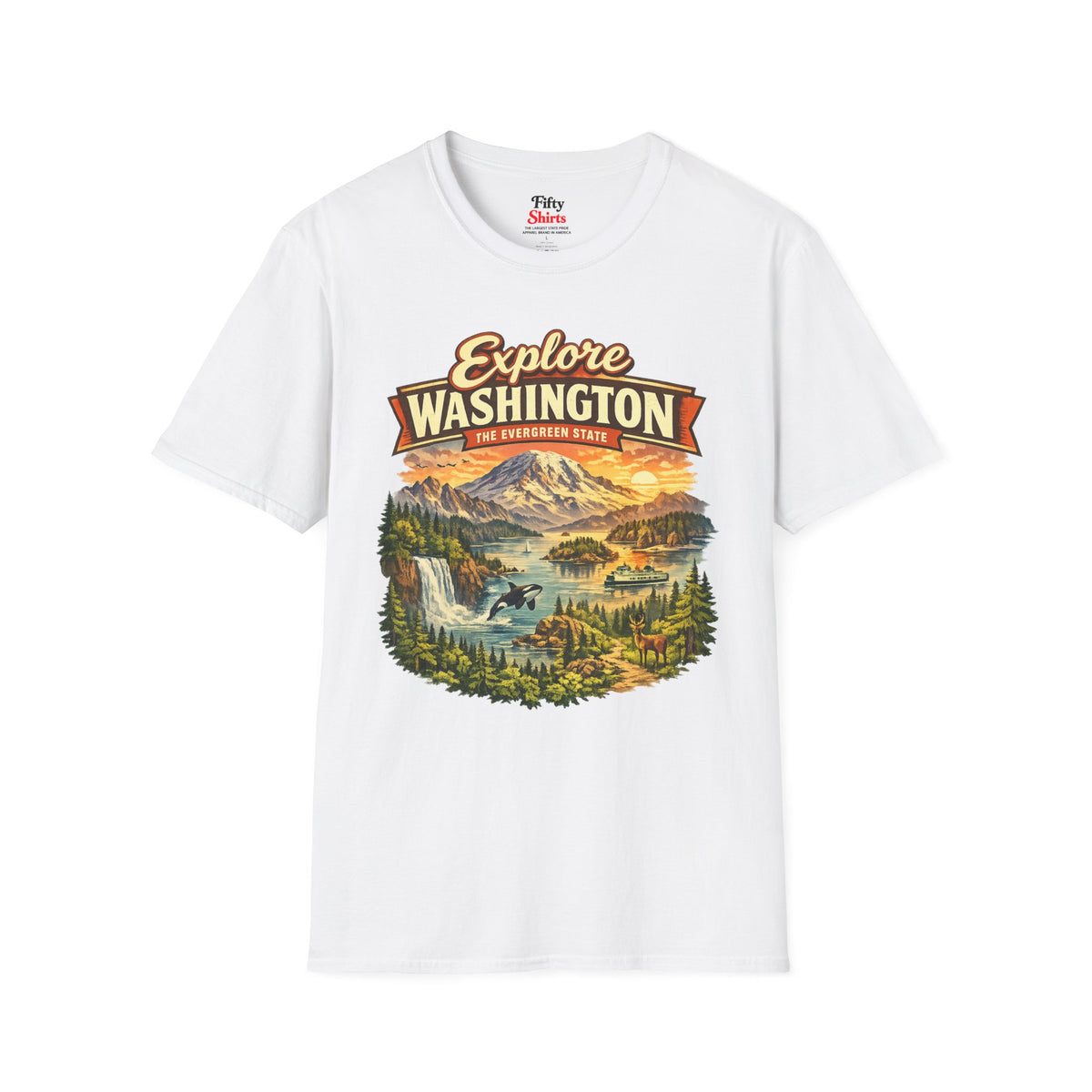 Explore Washington Unisex Softstyle T Shirt State Pride Graphic Tee Collections FS03