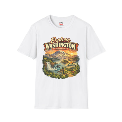 Explore Washington Unisex Softstyle T Shirt State Pride Graphic Tee Collections FS03