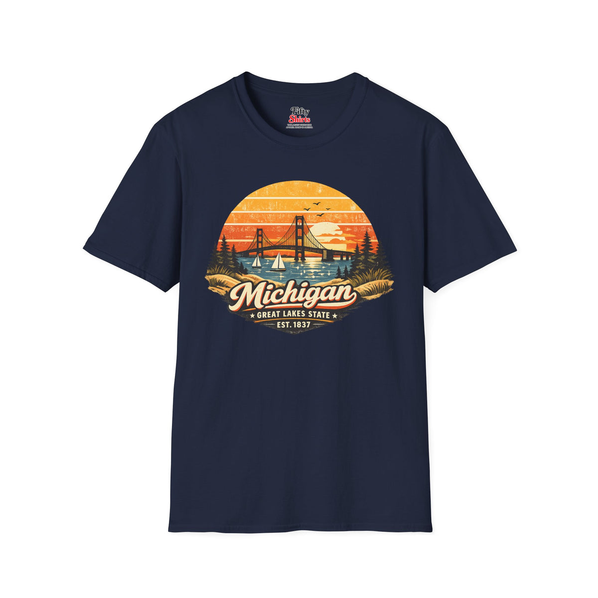 Michigan Lakeside Sunset Unisex Softstyle T Shirt State Pride Graphic Tee Collections FS03