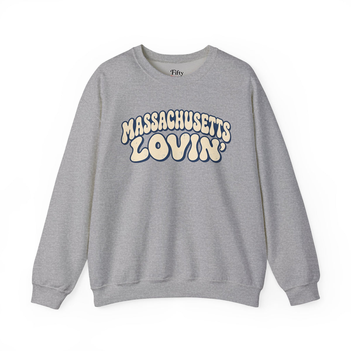 Massachusetts Lovin Unisex Crewneck Sweatshirt State Name Graphic