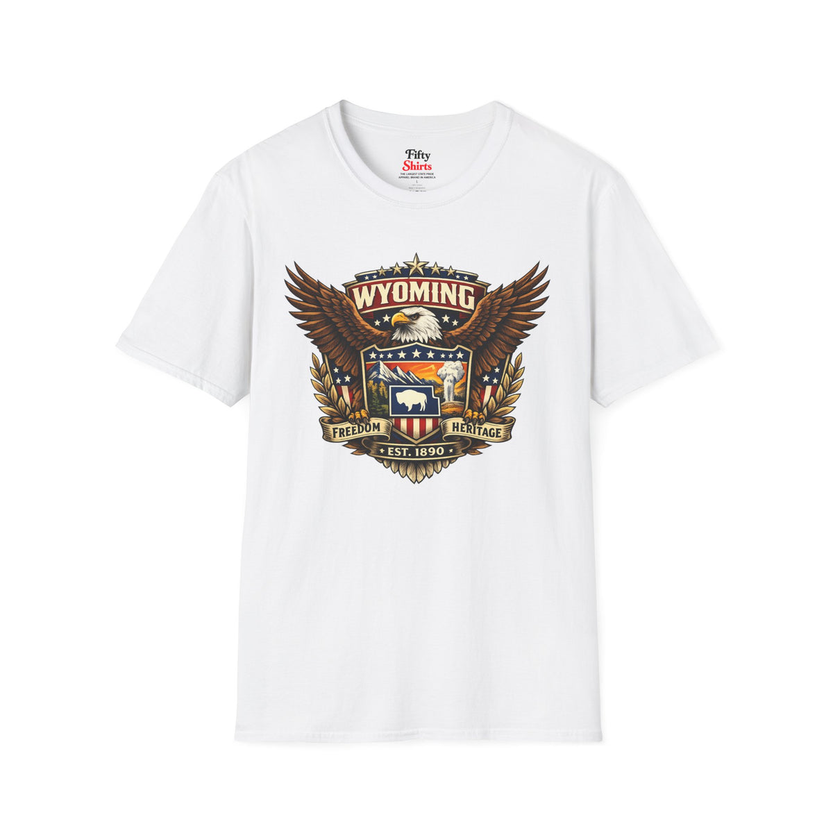 Wyoming Americana Eagle Unisex Softstyle T Shirt State Pride Graphic Tee Collections FS03