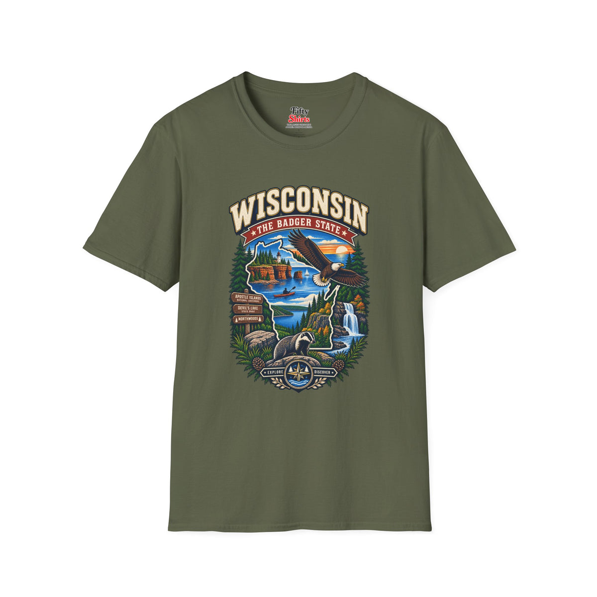 Wisconsin Badger State Adventure Unisex Softstyle T Shirt State Pride Graphic Tee Collections FS03