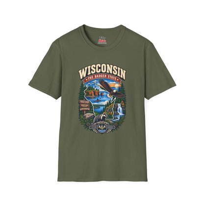 Wisconsin Badger State Adventure Unisex Softstyle T Shirt State Pride Graphic Tee Collections FS03