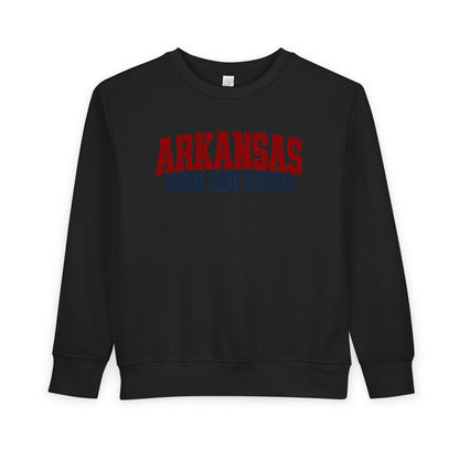 Arkansas Born and Raised Rugged Workwear Unisex Toddler Sweatshirt