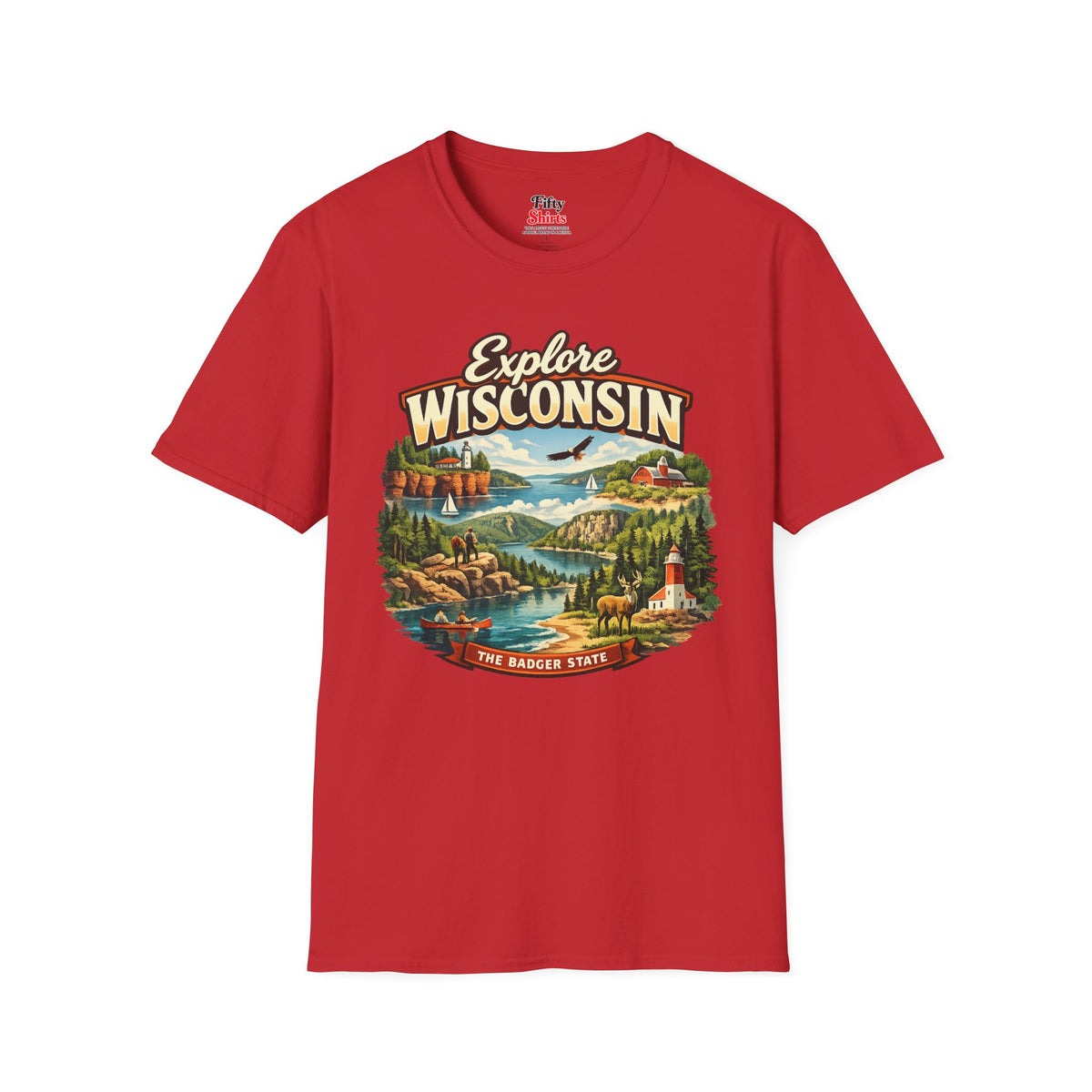 Explore Wisconsin Unisex Softstyle T Shirt State Pride Graphic Tee Collections FS03
