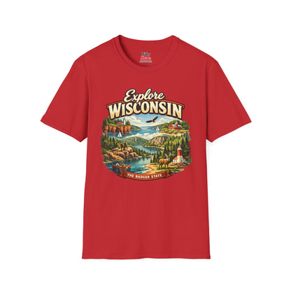 Explore Wisconsin Unisex Softstyle T Shirt State Pride Graphic Tee Collections FS03