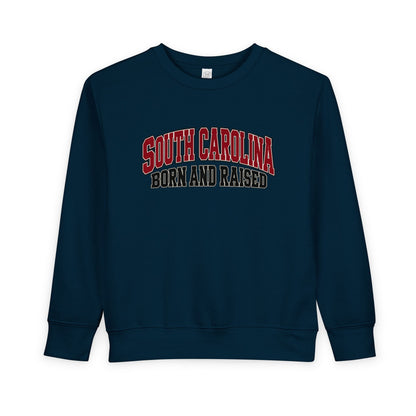 South Carolina Born and Raised Old-School Athletic Unisex Toddler Sweatshirt