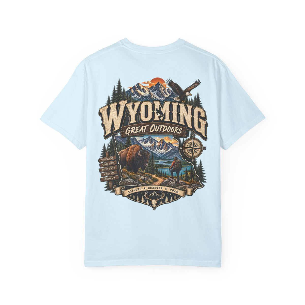 Wyoming Great Outdoors Unisex Comfort Color 1717 Streetwear Graphic Tee