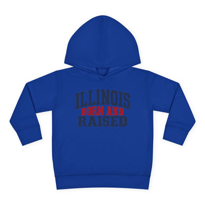 Illinois Born and Raised Bold Hometown Pride Unisex Toddler Pullover Fleece Hoodie
