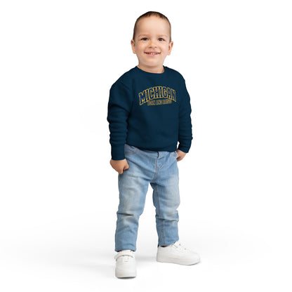 Michigan Born and Raised Old-School Athletic Unisex Toddler Sweatshirt