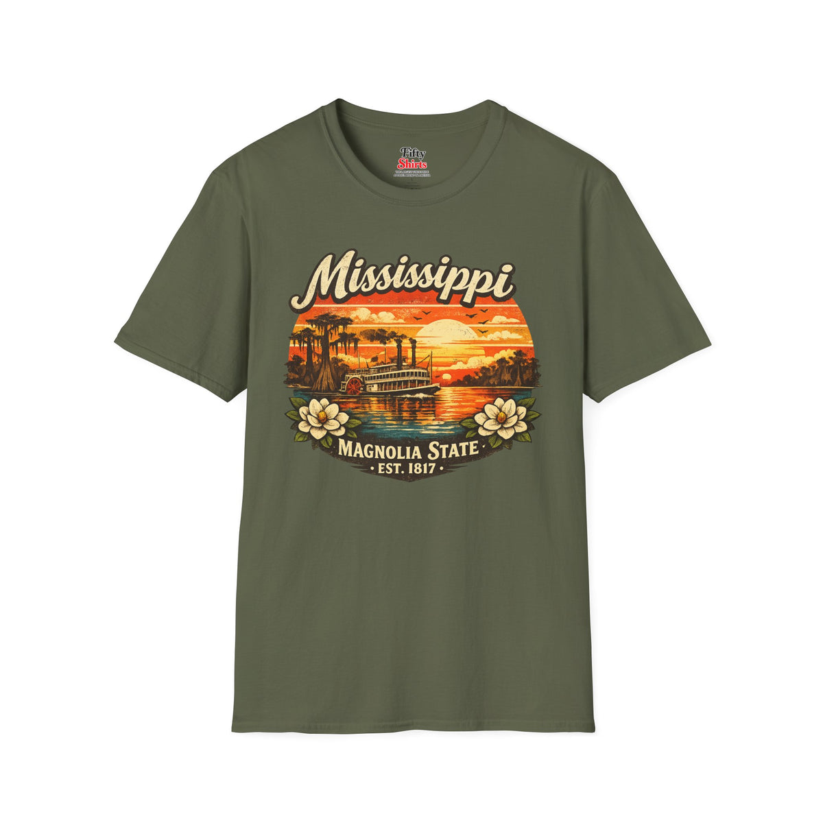 Mississippi River Sunset Unisex Softstyle T Shirt State Pride Graphic Tee Collections FS03