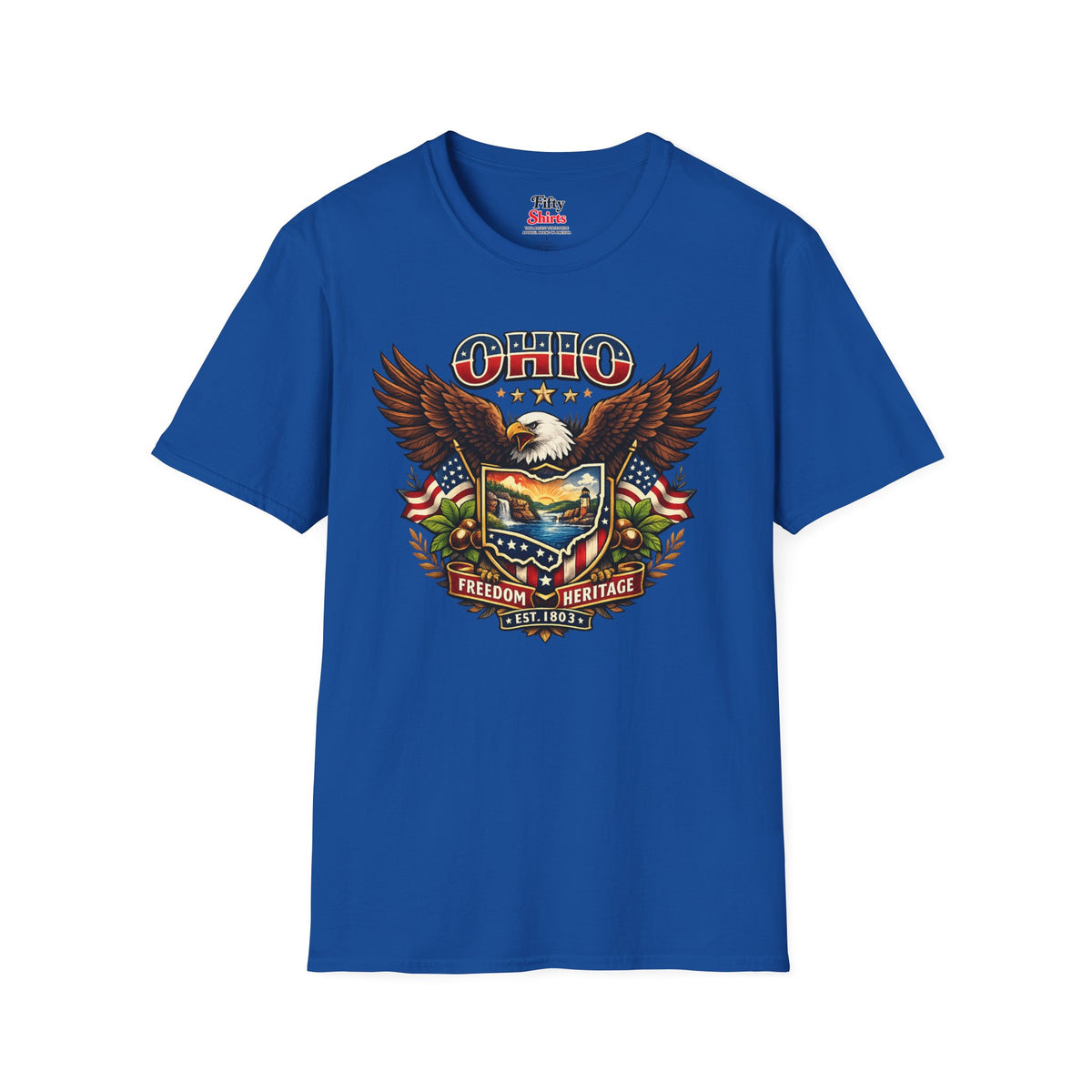 Ohio Americana Eagle Unisex Softstyle T Shirt State Pride Graphic Tee Collections FS03