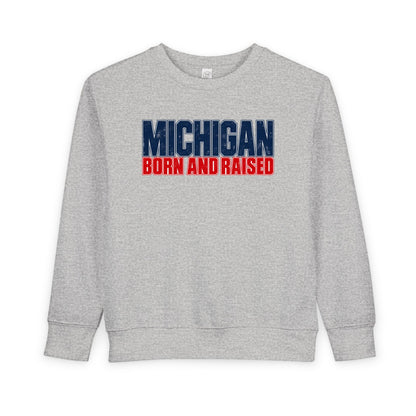Michigan Born and Raised Modern Streetwear Unisex Toddler Sweatshirt
