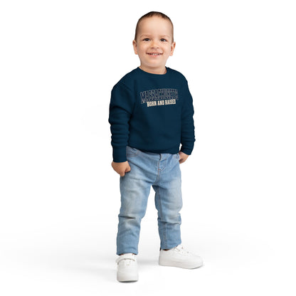 Massachusetts Born and Raised Rugged Heritage Unisex Toddler Sweatshirt