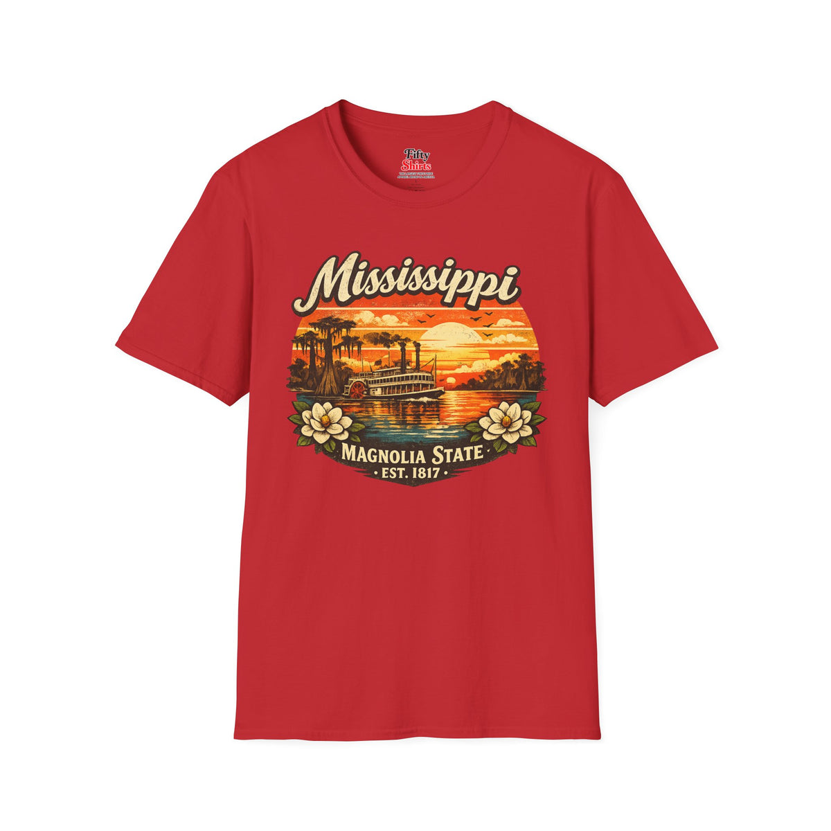 Mississippi River Sunset Unisex Softstyle T Shirt State Pride Graphic Tee Collections FS03