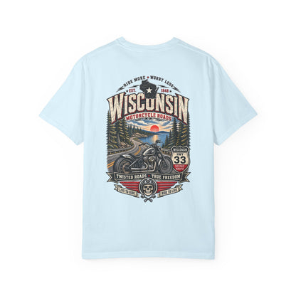 Wisconsin Motorcycle Roads Unisex Comfort Color 1717 Streetwear Graphic Tee