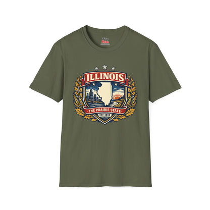 Illinois Heritage Badge Unisex Softstyle T Shirt State Pride Graphic Tee Collections FS03