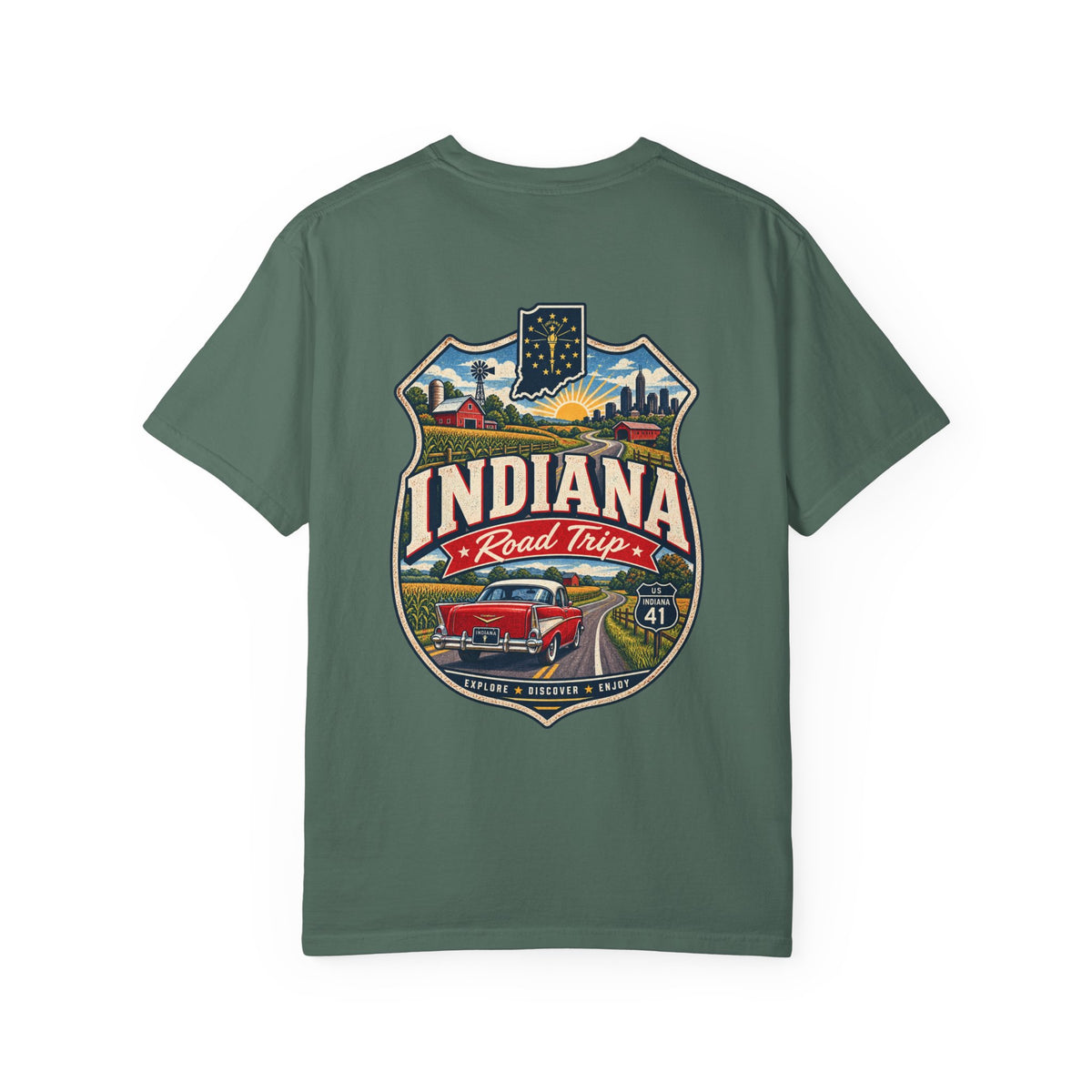 Indiana Road Trip Unisex Comfort Color 1717 Streetwear Graphic Tee
