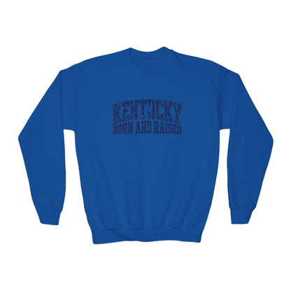 Kentucky Born and Raised Bold Athletic Unisex Youth Crewneck Sweatshirt Graphic