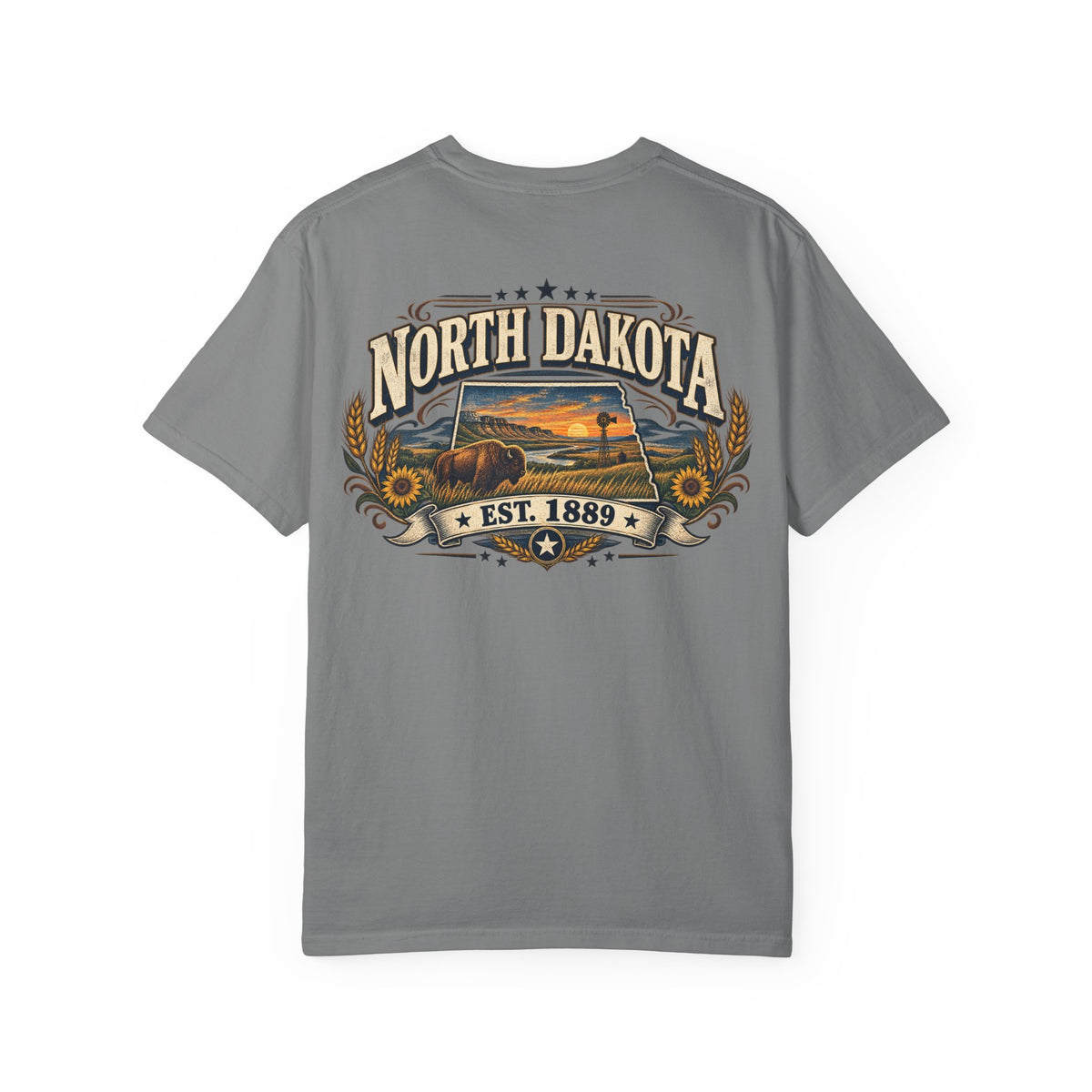 North Dakota Established 1889 Unisex Comfort Color 1717 Streetwear Graphic Tee