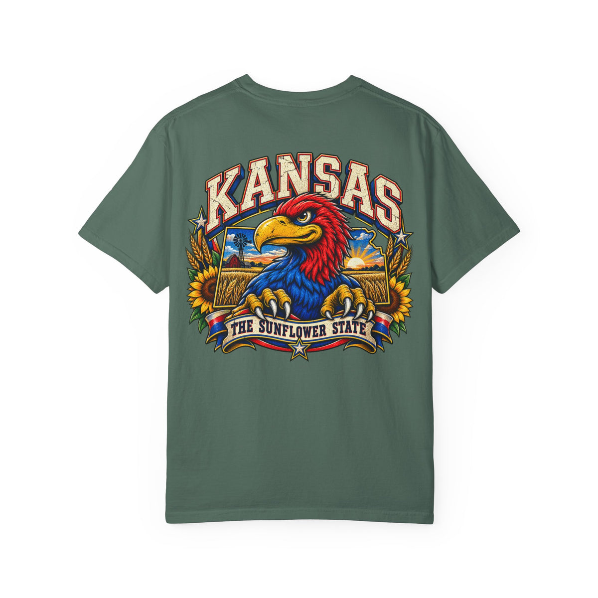 Kansas Jayhawk Emblem Unisex Comfort Color 1717 Streetwear Graphic Tee