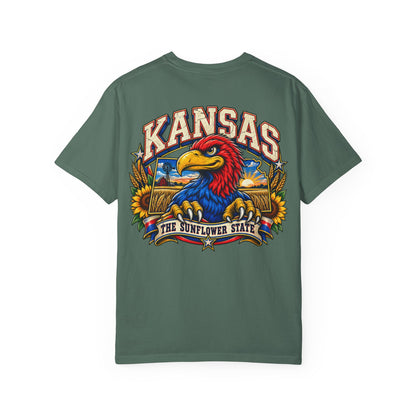Kansas Jayhawk Emblem Unisex Comfort Color 1717 Streetwear Graphic Tee