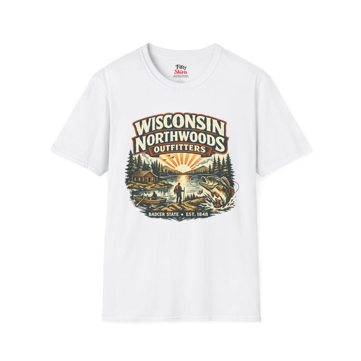 Wisconsin Northwoods Outfitters Unisex Softstyle T Shirt State Pride Graphic Tee Collections FS03