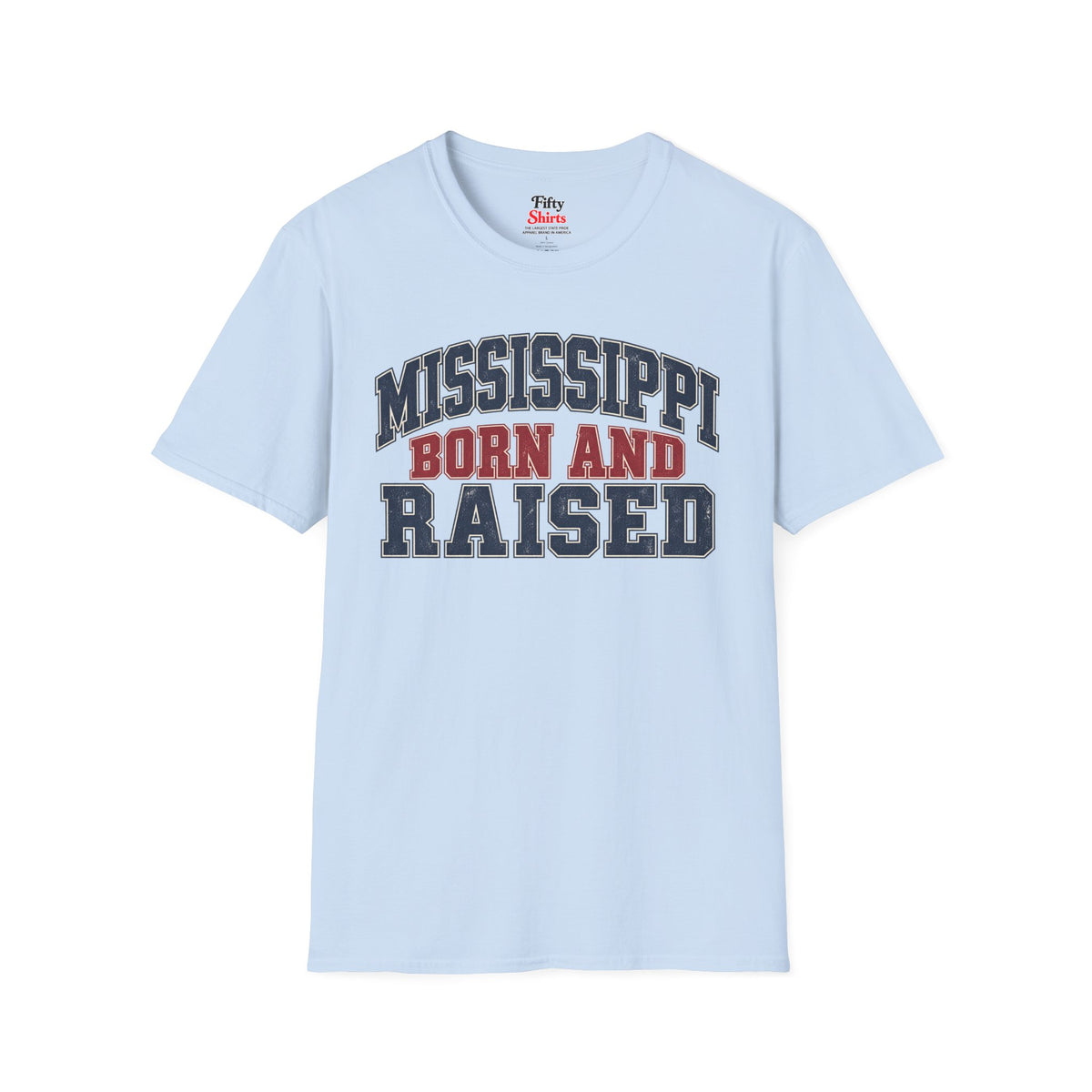 Mississippi Born and Raised Unisex Softstyle T Shirt State Name Graphic Tee