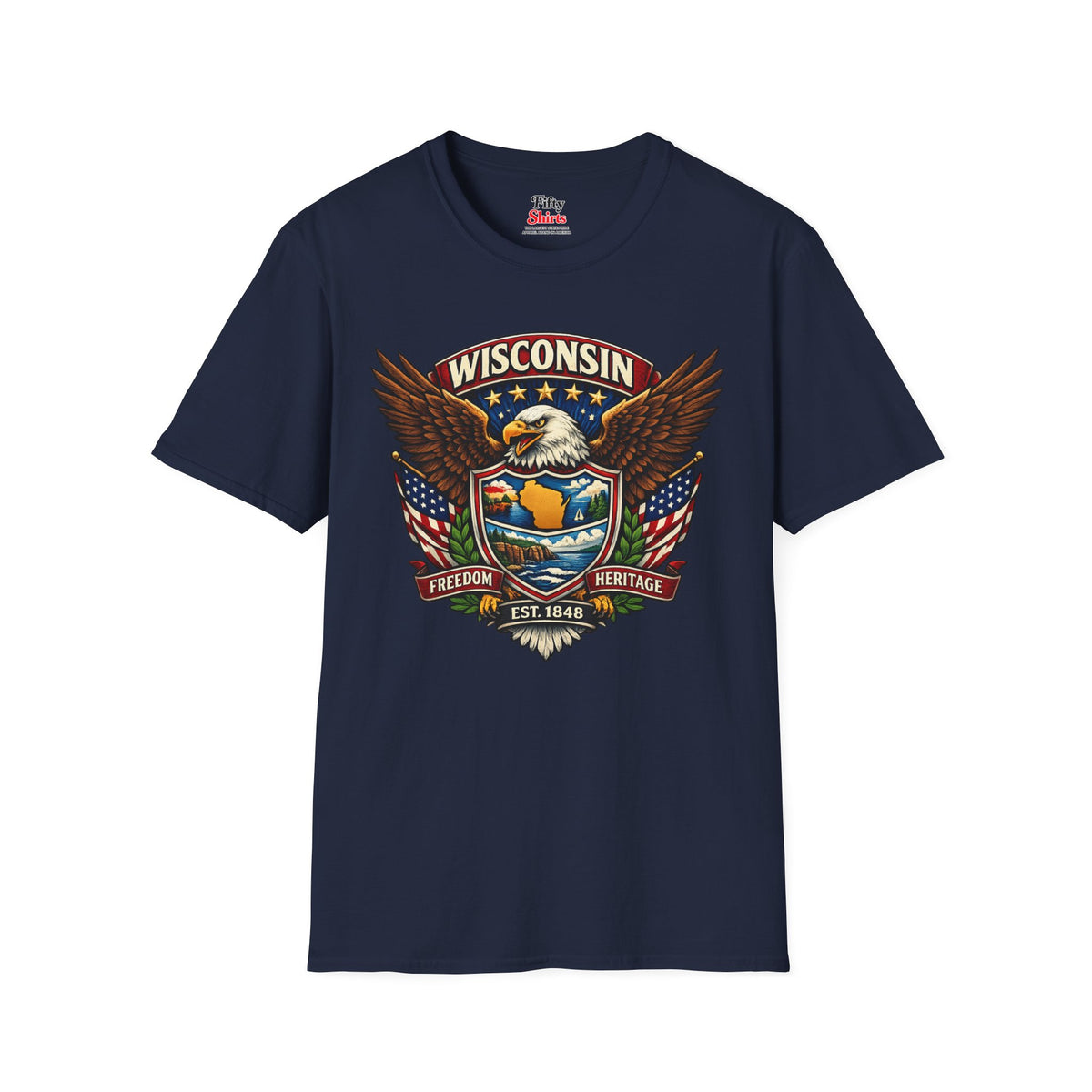 Wisconsin Americana Eagle Unisex Softstyle T Shirt State Pride Graphic Tee Collections FS03