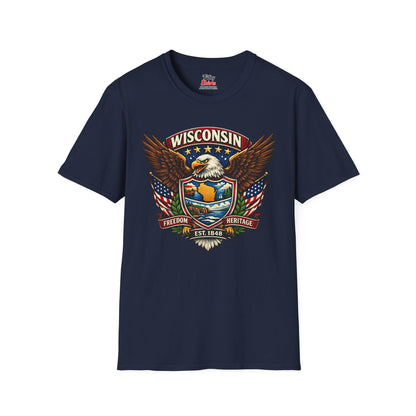Wisconsin Americana Eagle Unisex Softstyle T Shirt State Pride Graphic Tee Collections FS03