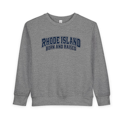 Rhode Island Born and Raised Old-School Athletic Unisex Toddler Sweatshirt