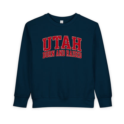 Utah Born and Raised Collegiate Classic Unisex Toddler Sweatshirt