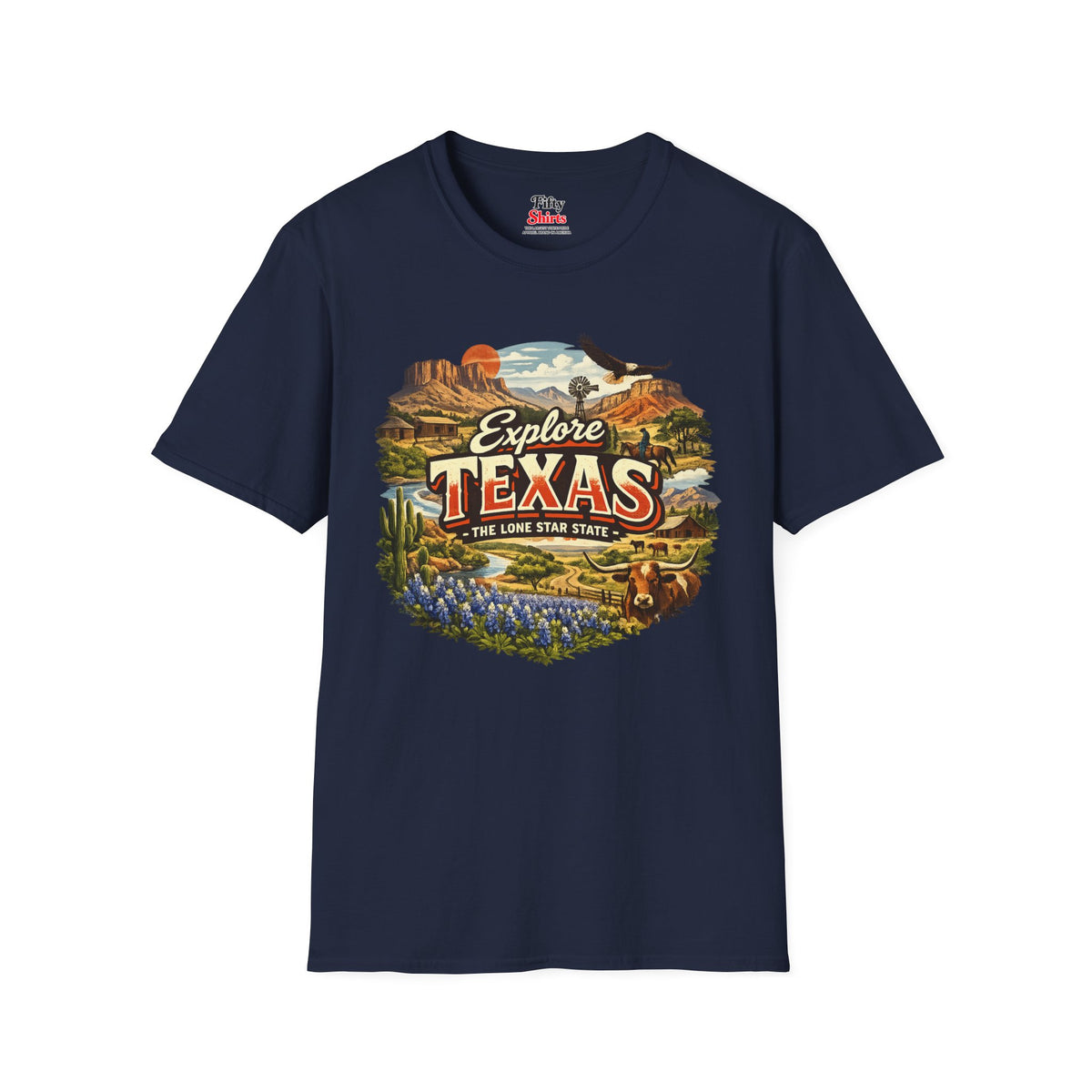 Explore Texas Unisex Softstyle T Shirt State Pride Graphic Tee Collections FS03