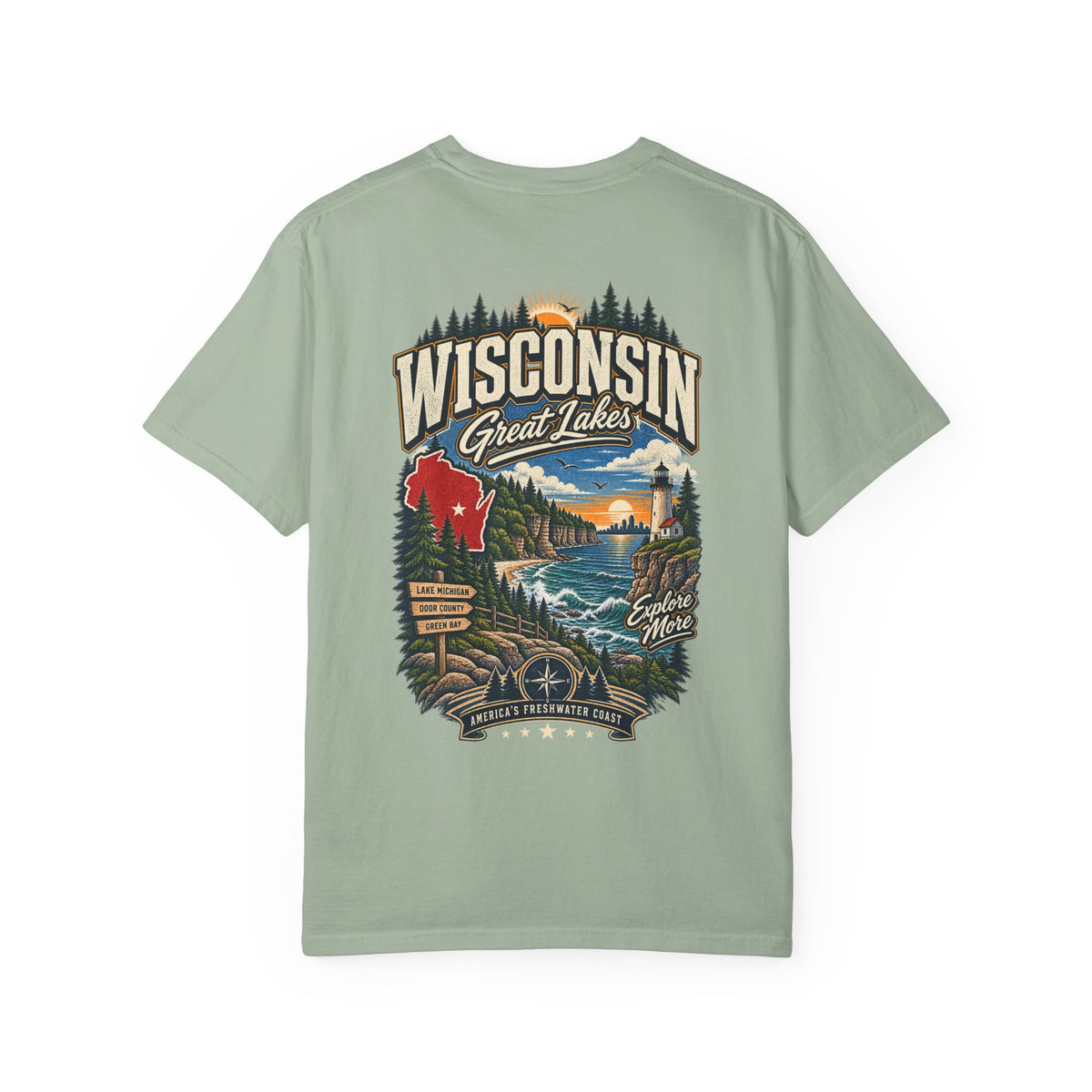 Wisconsin Great Lakes Unisex Comfort Color 1717 Streetwear Graphic Tee