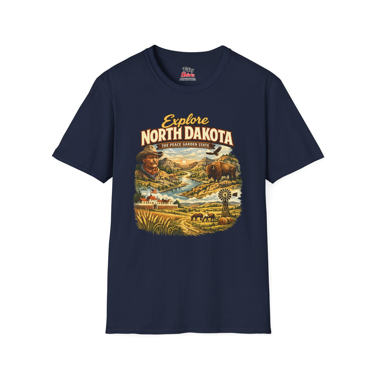 Explore North Dakota Unisex Softstyle T Shirt State Pride Graphic Tee Collections FS03