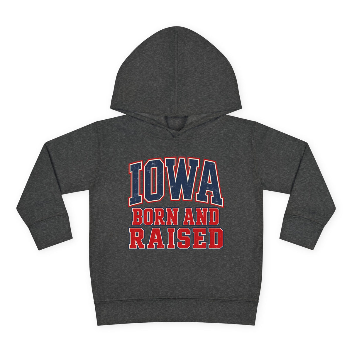 Iowa Born and Raised Vintage Collegiate Unisex Toddler Pullover Fleece Hoodie