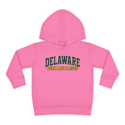 Delaware Born and Raised Old-School Athletic Unisex Toddler Pullover Fleece Hoodie