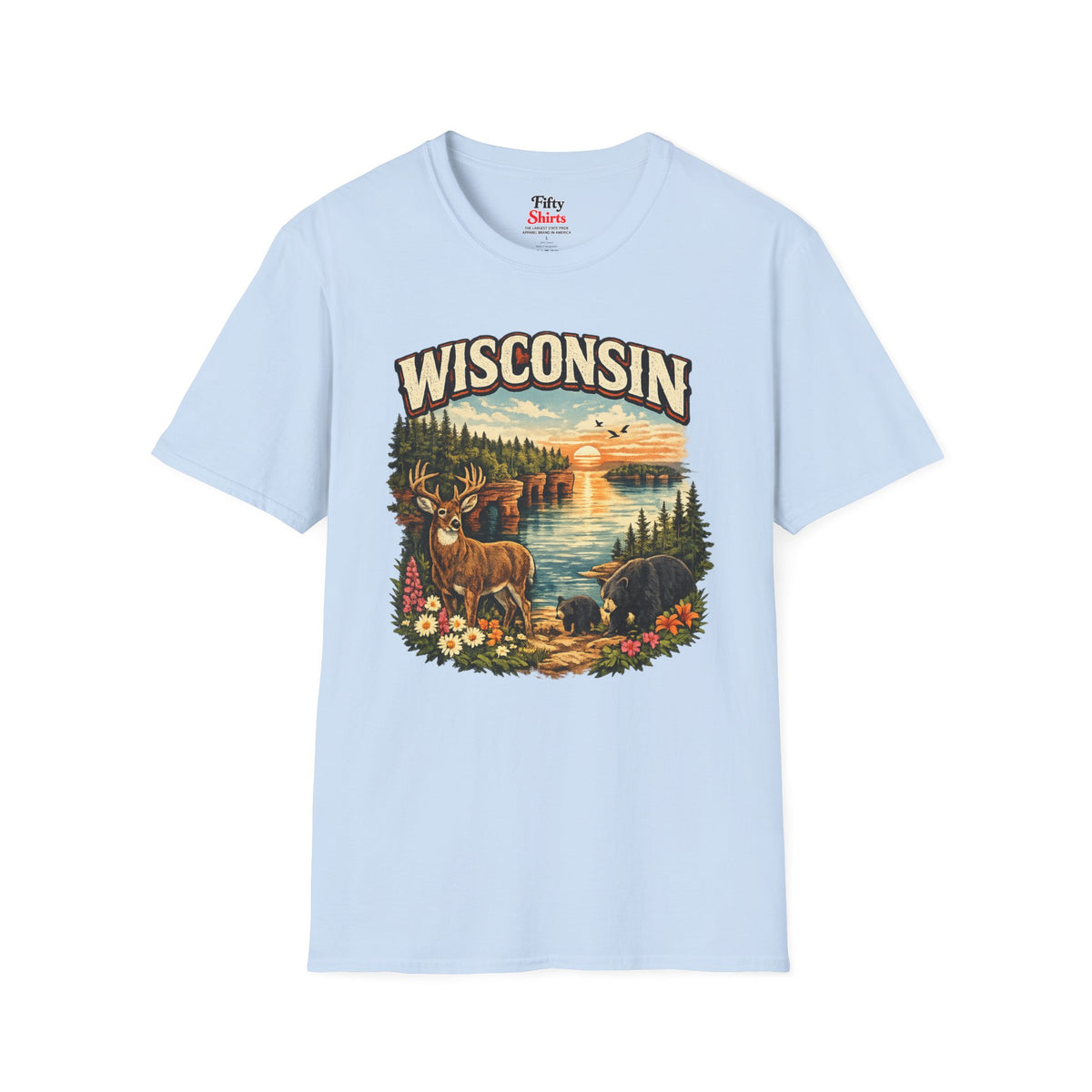 Wisconsin Wildlife Unisex Softstyle T Shirt State Pride Graphic Tee Collections FS03