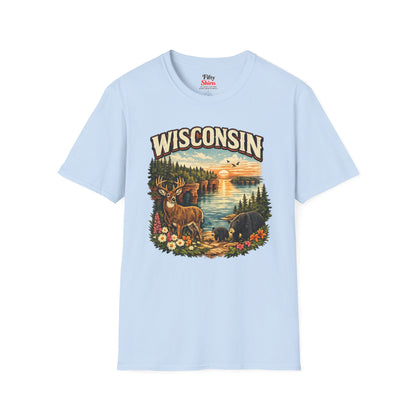 Wisconsin Wildlife Unisex Softstyle T Shirt State Pride Graphic Tee Collections FS03