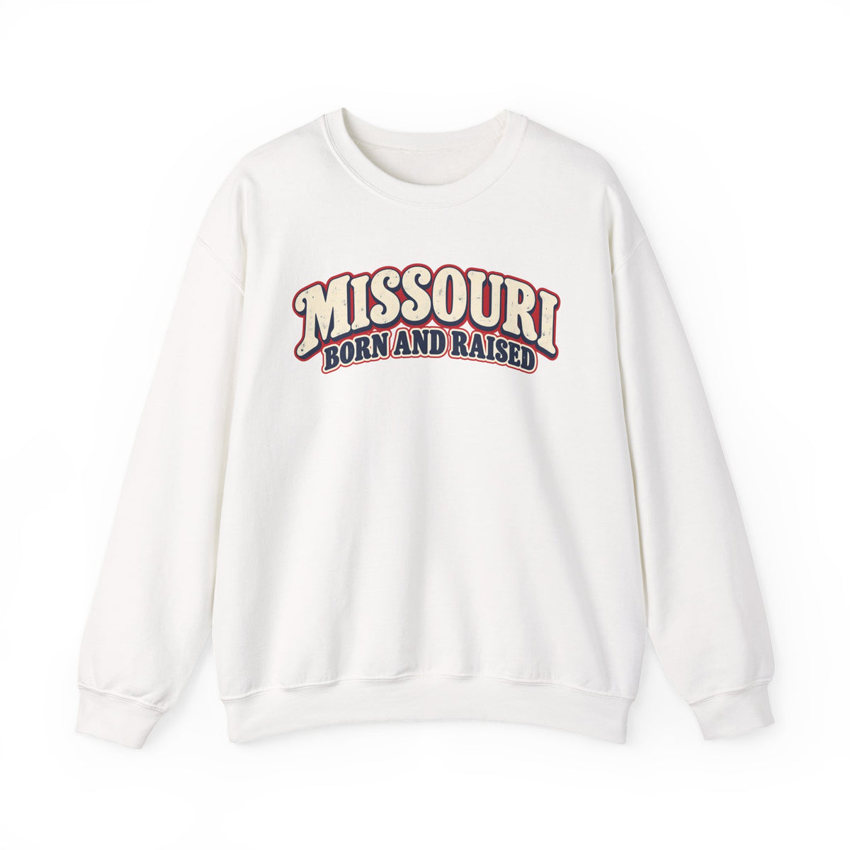Missouri Born and Raised Retro 1970s Unisex Sweatshirt Graphic