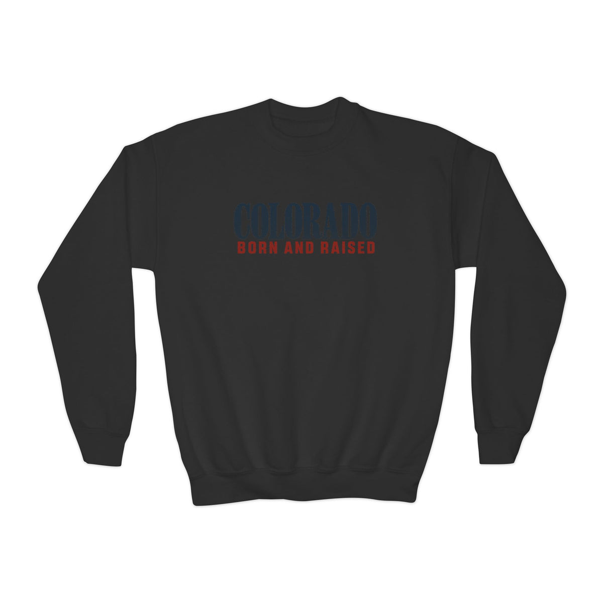 Colorado Born and Raised Premium Mountain Lifestyle Unisex Youth Crewneck Sweatshirt