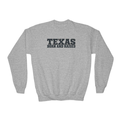 Texas Born and Raised Workwear Unisex Youth Crewneck Sweatshirt Graphic