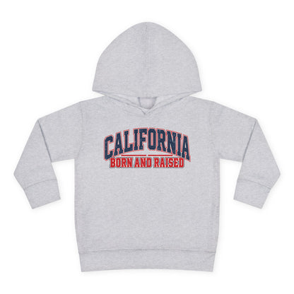 California Born and Raised Vintage Collegiate Unisex Toddler Pullover Fleece Hoodie