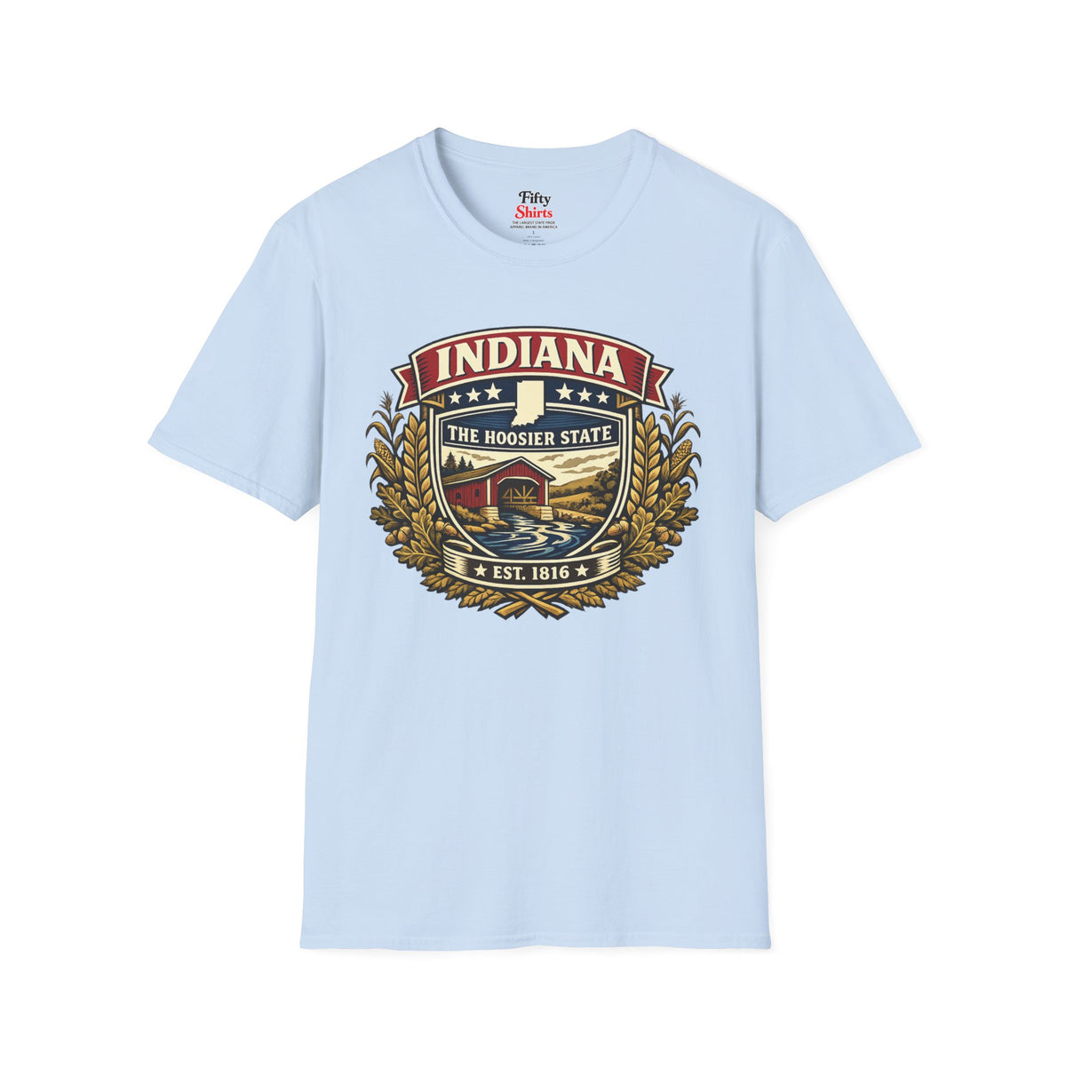Indiana Heritage Badge Unisex Softstyle T Shirt State Pride Graphic Tee Collections FS03