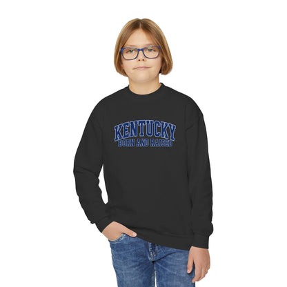 Kentucky Born and Raised Classic Collegiate Unisex Youth Crewneck Sweatshirt Graphic