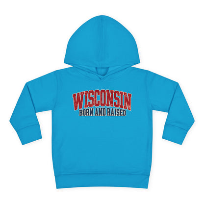 Wisconsin Born and Raised Midwest Heritage Unisex Toddler Pullover Fleece Hoodie