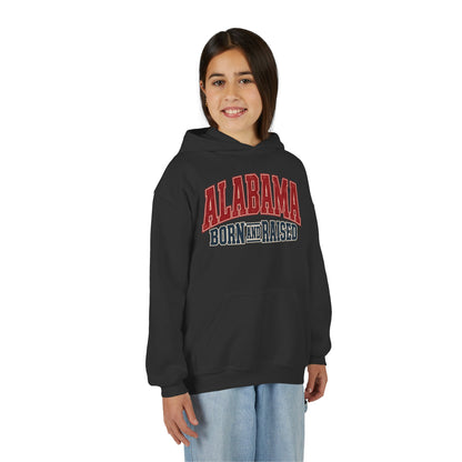 Alabama Born and Raised Vintage Athletic Heritage Unisex Youth Heavy Blend Hooded Sweatshirt Graphic