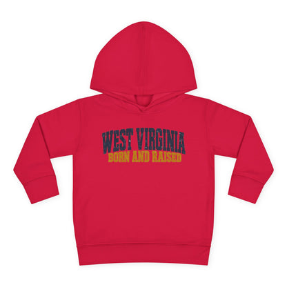 West Virginia Born and Raised Bold Workwear Unisex Toddler Pullover Fleece Hoodie