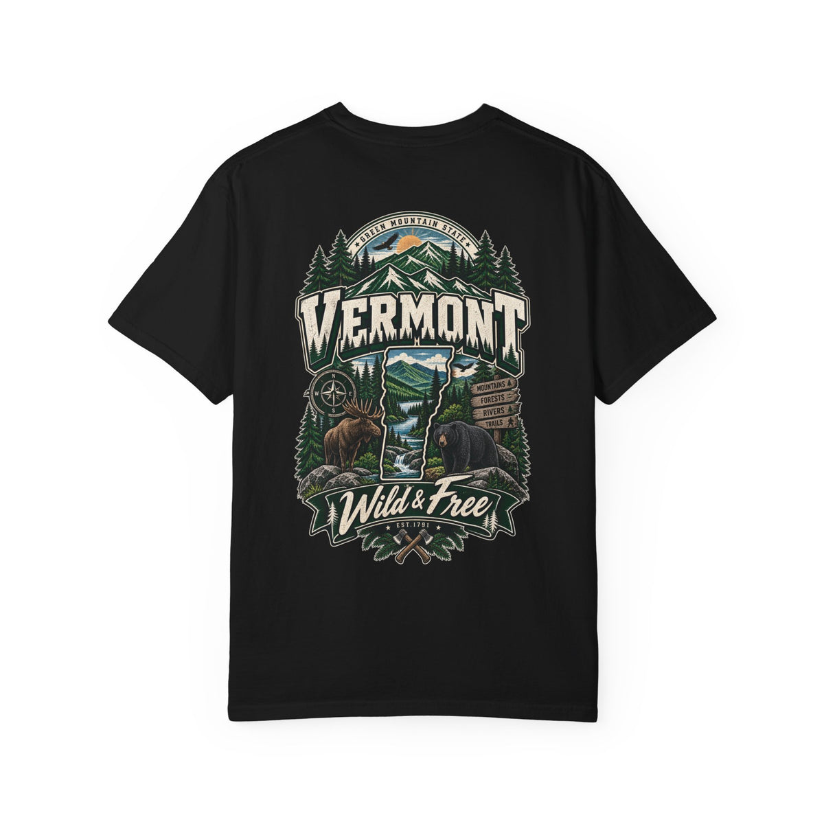 Vermont Wild & Free Unisex Comfort Color 1717 Streetwear Graphic Tee